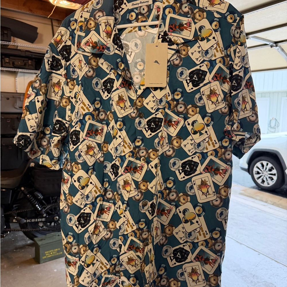 Tommy Bahama Playing Card Pattern Button-Up Shirt